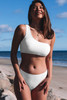 White Crinkle Textured Asymmetric One Shoulder Bikini Swimsuit