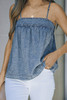 Blue Vintage Washed Adjustable Strap Denim Tank