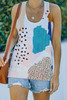 Multicolor Mixed Abstract Print Racerback Tank Top