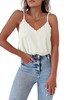 White Scalloped V Neck Embroidered Camisole Top