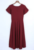 Red Ruffled Sleeve Wrap V Neck Midi Dress