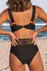 Black Lace Crochet V Neck High Waist Bikini Swimsuit