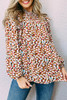 Multicolor Abstract Print Bubble Sleeves Loose Blouse