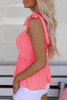 Pink Knotted Straps Peplum Tank Top