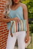 Multicolor Colorblock Tasseled Décor Straw Bag