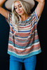 Multicolor Striped Loose T-shirt with Slits