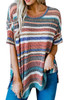 Multicolor Striped Loose T-shirt with Slits