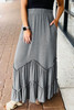 Gray Zig-zag Tiered Maxi Skirt