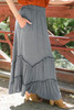 Gray Zig-zag Tiered Maxi Skirt