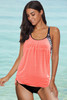 Pink Printed Lined Tankini Swimsuit