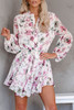 Vintage Floral Print Drawstring Flowy Dress