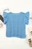Sky Blue Ruffle Sleeve Cable Knit Sweater