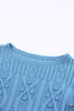Sky Blue Ruffle Sleeve Cable Knit Sweater Sky Blue Ruffle Sleeve Cable Knit Sweater