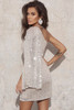 Apricot Draped One-shoulder Sequin Dress