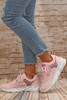 Pink Leopard Mesh Lace up Sneaker Shoes