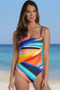 Multicolor Tropical Print Ruched One Piece Swimsuit