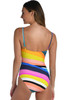 Multicolor Tropical Print Ruched One Piece Swimsuit