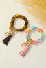 Multicolor Acrylic Bracelet Keychain with Tassel