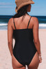 Black Slash Mesh Cutout Asymmetric One Piece Swimsuit