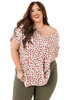 Plus Size Leopard V Neck Short Sleeve Shift Top