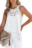 White Lace Crochet Sleeveless Babydoll Top