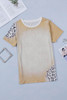 Blank Apparel - Khaki Bleached Leopard Print Crew Neck T Shirt Customized