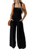 Black Smocked Sleeveless Wide Leg Jumpsuit with Pockets Black Smocked Sleeveless Wide Leg Jumpsuit with Pockets