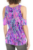 Multicolor Lavender Floral Print Cold Shoulder Blouse