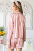 Pink Striped Print Buttoned Shirt and Drawstring Shorts Lounge Set Pink Striped Print Buttoned Shirt and Drawstring Shorts Lounge Set