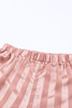 Pink Striped Print Buttoned Shirt and Drawstring Shorts Lounge Set Pink Striped Print Buttoned Shirt and Drawstring Shorts Lounge Set