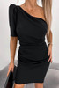 Black Single Short Sleeve Ruched Bodycon Dress