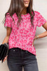 Leopard Print Crew Neck Short Sleeve T Shirt