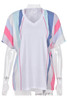 White Stripe Patchwork V Neck T Shirt