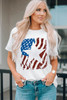 White American Flag Star Graphic Print Crew Neck T Shirt