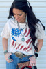 White American Flag Star Graphic Print Crew Neck T Shirt White American Flag Star Graphic Print Crew Neck T Shirt