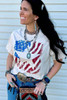 White American Flag Star Graphic Print Crew Neck T Shirt White American Flag Star Graphic Print Crew Neck T Shirt