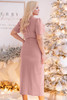 Pink Plus Size Wrap V Neck Slit Hem Midi Dress