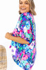 Multicolor V Neck Dolman Sleeve Plus Size Floral Blouse