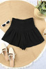 Black Smocked High Waist Ruffle Shorts