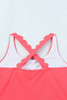 Pink Scalloped Criss Cross High Waist Bikini
