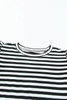 White Stripe Print Tiered Ruffled Sleeve Tee