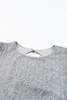 Gray Ruffled Sleeves Sequin Blouse