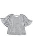 Gray Ruffled Sleeves Sequin Blouse