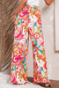 Orange Floral Print Wide Leg Pants