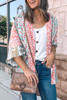 Multicolor Leopard Print Open Front Bell Sleeve kimono