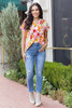 White Boho Floral Print V Neck Short Sleeves Top White Boho Floral Print V Neck Short Sleeves Top