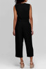 Black Buttoned Sleeveless Cropped Jumpsuit with Sash