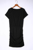 Black Chest Pocket Loose T-shirt Ruched Bodycon Mini Dress