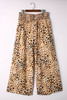 Leopard Plus Size Smoked High Waist Wide Leg Pants