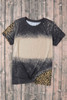 Gray Bleached Blank Leopard Tie-dye Print T Shirt